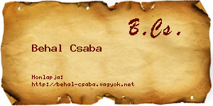 Behal Csaba névjegykártya